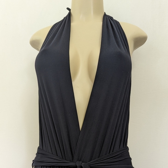 Carmen Marc Valvo Plunge Halter Tie One Piece Swimsuit - Picture 6 of 9